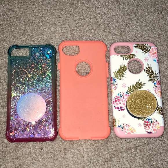 iPhone SE Phone Case Bundle with glitter popsockets - Picture 1 of 6